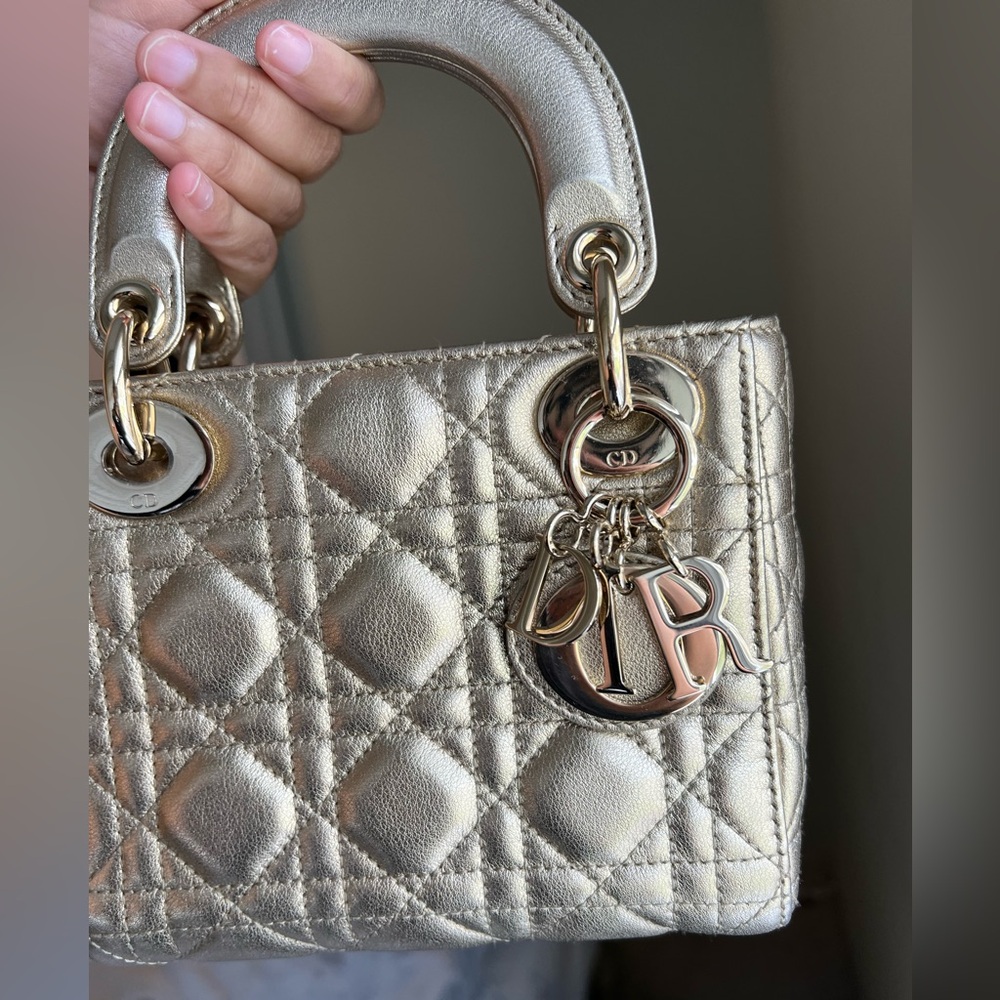 Mini gold cannage lambskin Lady Dior 2018